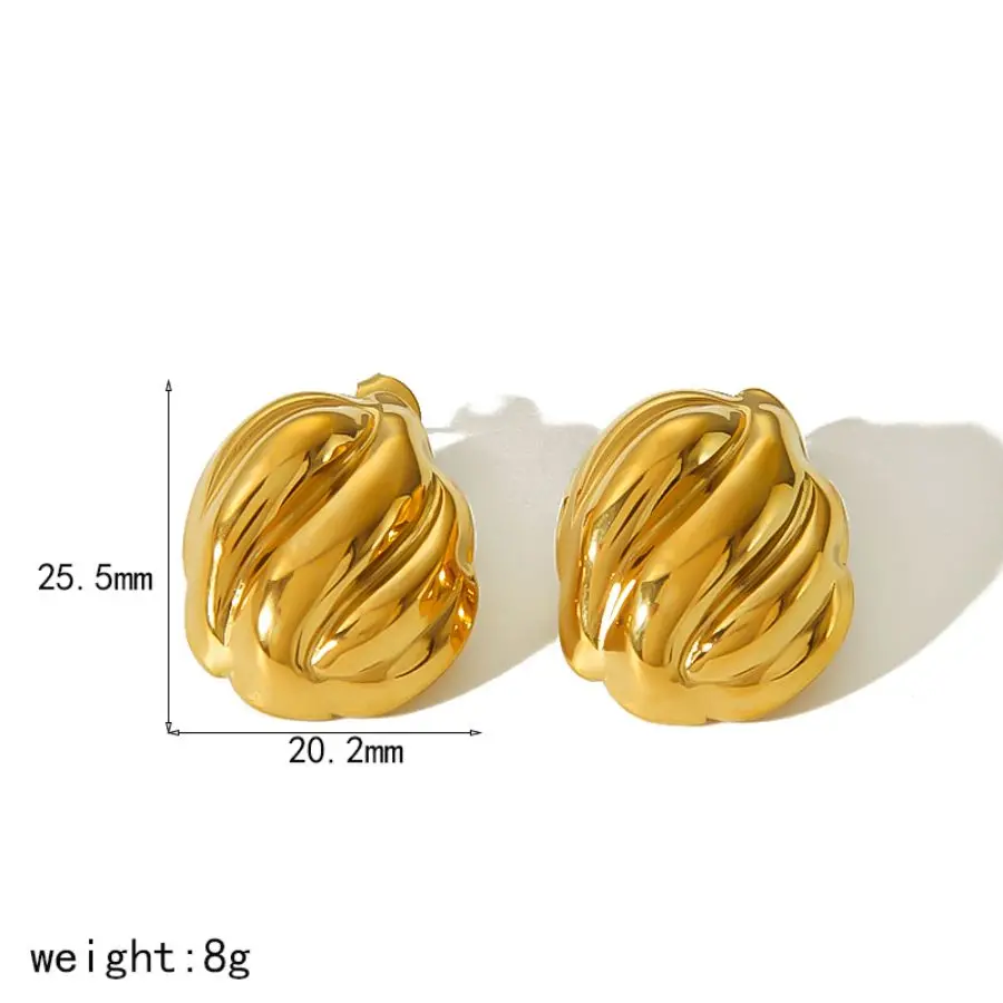 1 paire de boucles d'oreilles à tige géométriques simples en acier inoxydable plaqué or 18 carats pour femmes h5 Image2